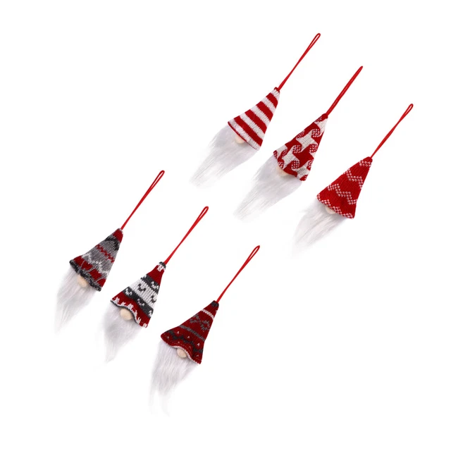 6 piezas colgante de muñeca sin rostro tela Papá Noel decoración rojo