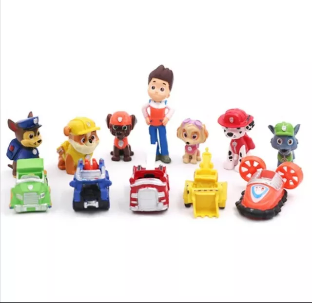 Figurine pour enfant GENERIQUE Set de 9 pièces Figurine Pat Patrouille  Voitures de patrouille et Ryder ensemble de jouets 7 cm