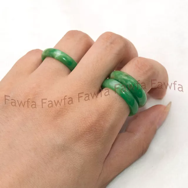 Natural Green Emerald Jade Jadeite 18-19mm Men Women Gift Emerald Ring Jewelry