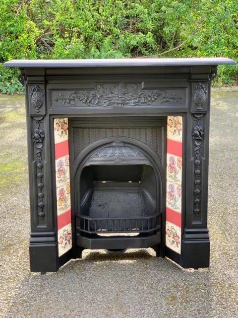 Victorian cast iron fireplace, original biclam, stunning tiles
