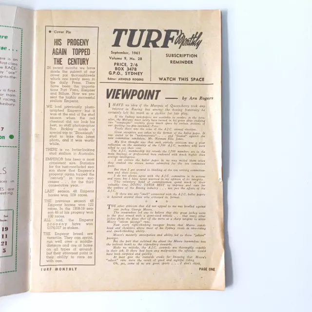 Turf Monthly Magazine - September 1961 - Vintage 3