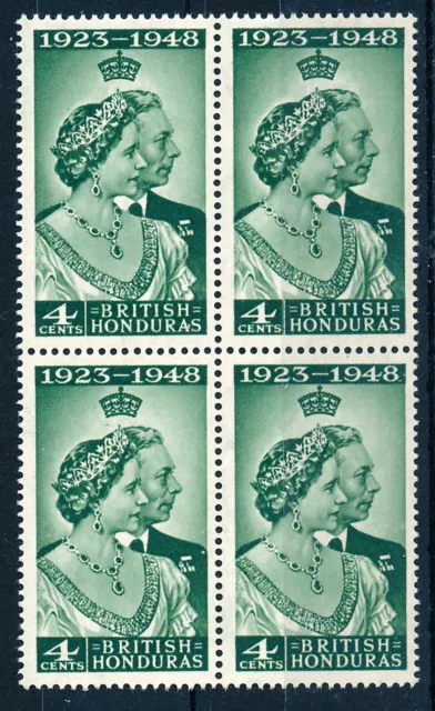 British Honduras 1948 Royal Silver Wedding Sg164 Block Of 4 Mnh