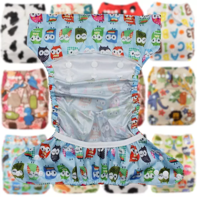 Baby One Size Reusable Cloth NAPPY Cover Wrap To Use With Flat or Fitted Nappy