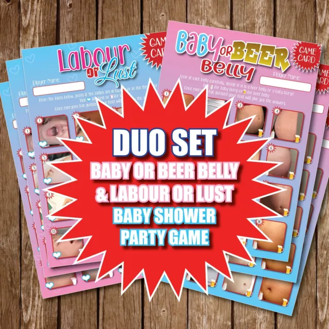 Baby Shower Game Lust Or Labour Pregnant Bump Beer Belly Party Game Gender Picclick Uk