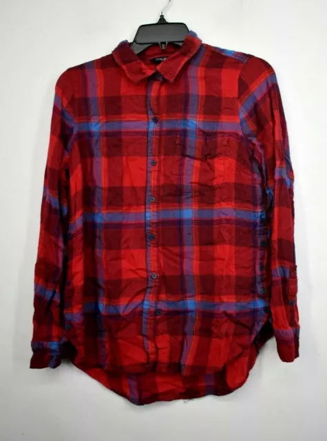 Lucky Brand Womens Button-Up Long Sleeve Comfort Fit Casual Flannel Hem Shirt S