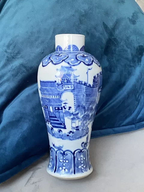 Antique Chinese Porcelain Baluster Vase Late Qing Dynasty Prince Teng Pavilion