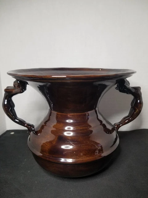 Art Deco MCM Large Glossy Brown Glazed Nude Naked Ladies Lady Vintage Vase BRS1