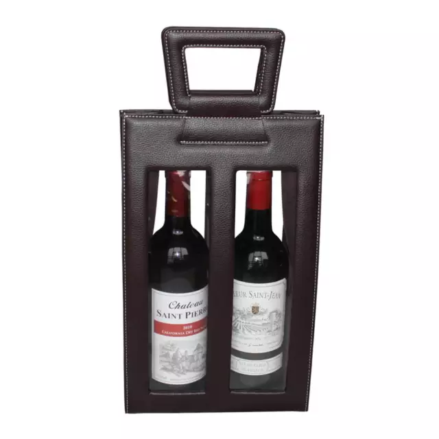 Leather Red Wine carrier bag brown Gift Bags for 2 double bottle 2