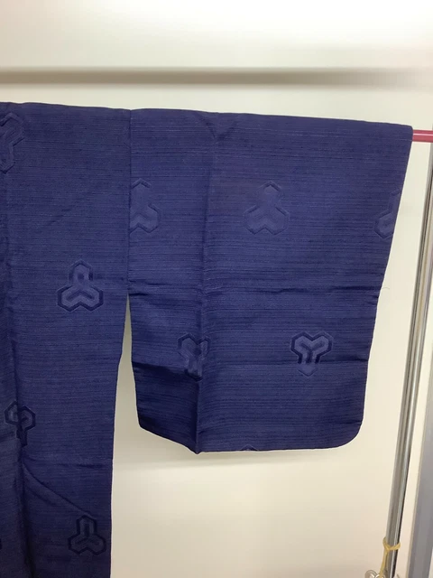 Japanese Vintage Kimono MICHIYUKI COAT Navyblue embroidery Height 33.46inch used 9