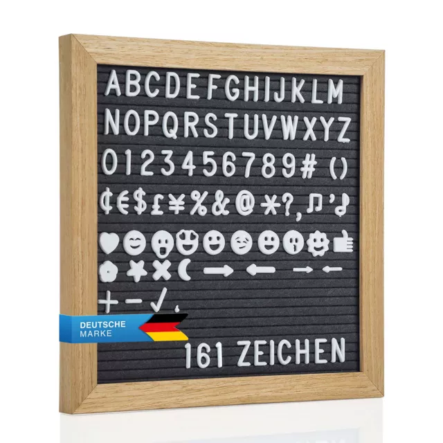 Buchstabenbrett Letter Board Holz 27cm - Rillentaffel Buchstabentafel Memoboard