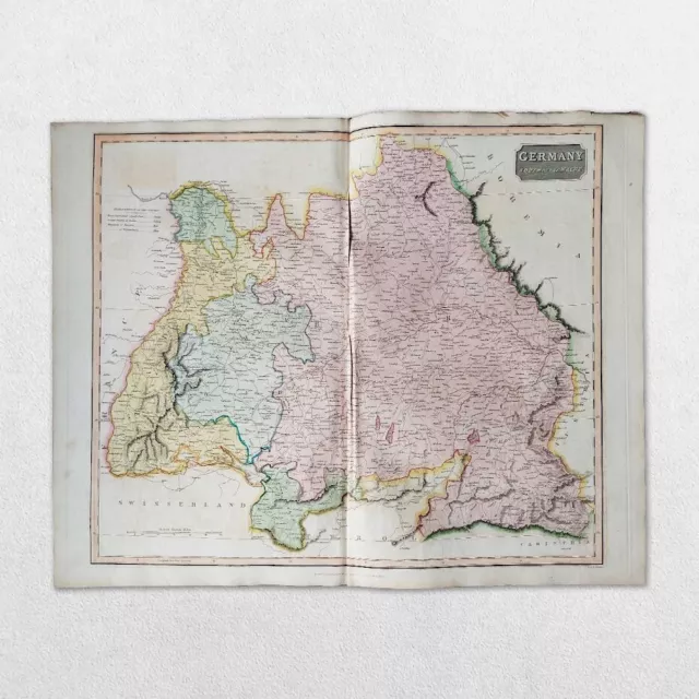 Antique 19Th Century World Atlas Map John Thomson 1814 Germany South Of Mayne