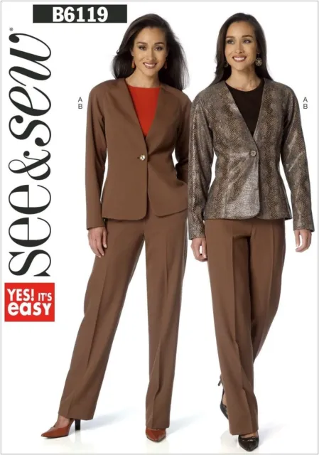Butterick See and Sew Sewing Pattern 6119 Jacket and Pants Misses Size 6-22