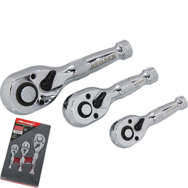 Extending Ratchet Set - 1/4in, 3/8in & 1/2in Dr | 72 Tooth Quick Relea