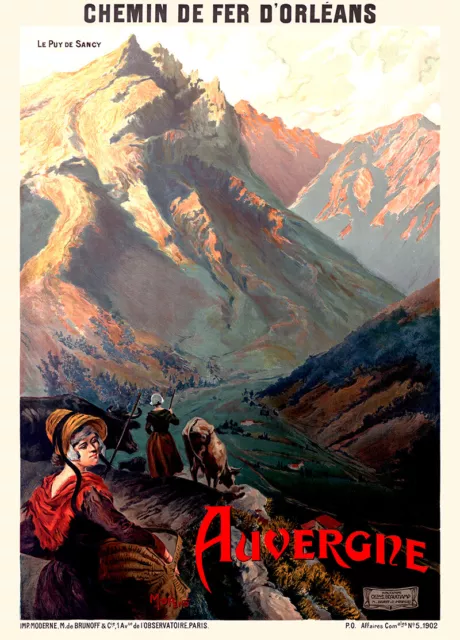 Affiche chemin de fer Orléans - Auvergne - Le Puy de Sancy