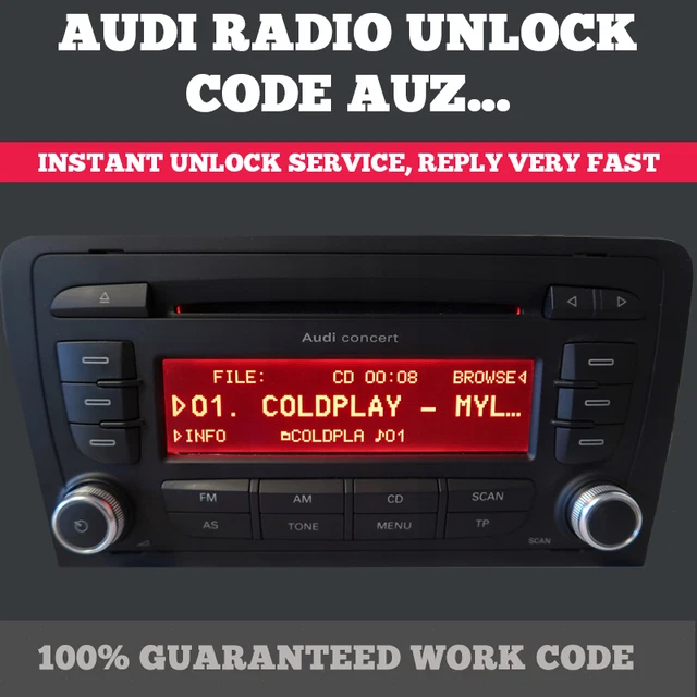 AUDI RADIO CODE PIN DECODE UNLOCK A3 A4 TT SYMPHONY RNSE CONCERT CD
