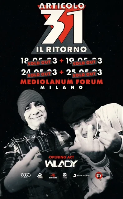2 Biglietti Fila 1 posti 10/11 set.B29-Articolo 31-24/05/23 Milano-Forum Assago