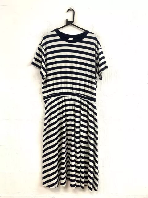 BNWT H&M Blue White Stripe 100% Cotton Summer Dress Plus Size 18 - Large