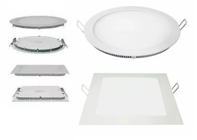 Faretto Led Pannello Slim 3W 6W 12W 18W Incasso A Molla Rotondo Quadrato Gesso