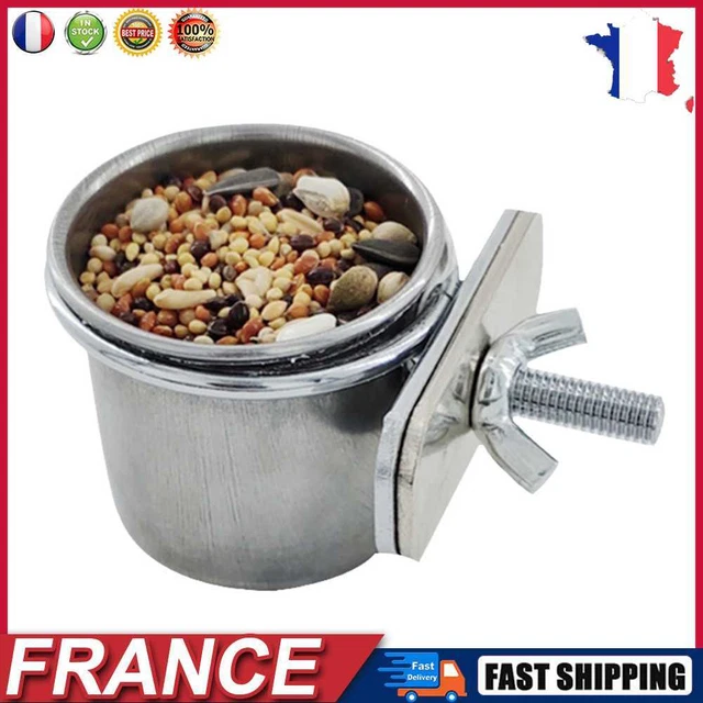 Stainless Steel Hang Cage Bowl Parrot Feeding Food Drinking Dish (6.5cm) fr