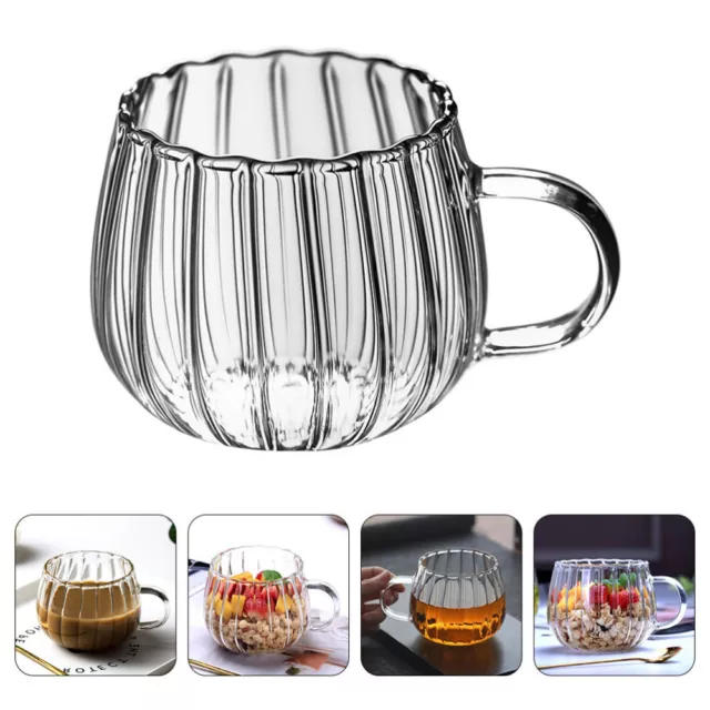 With Handle Vertical Grain Clear Glass Mugs Clear Coffee Cups