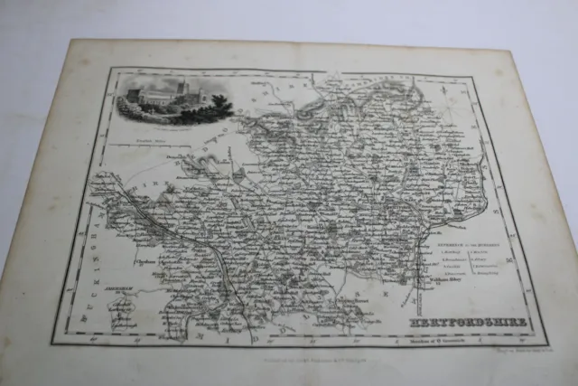 Antique Map "Hertfordshire." Fullarton, 1845