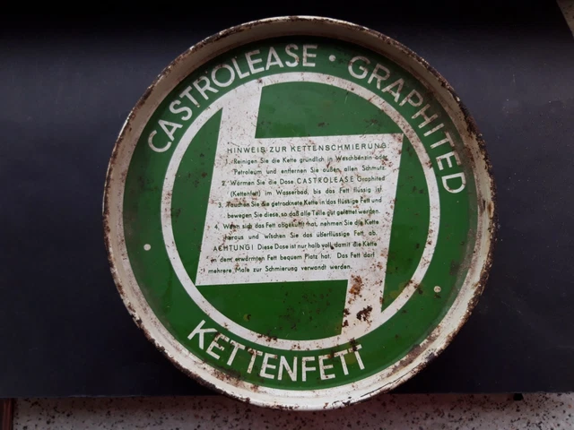 Alte Blechdose Castrol Kettenfett , Tankstelle  ,Werkstatt,  Oldtimer 4