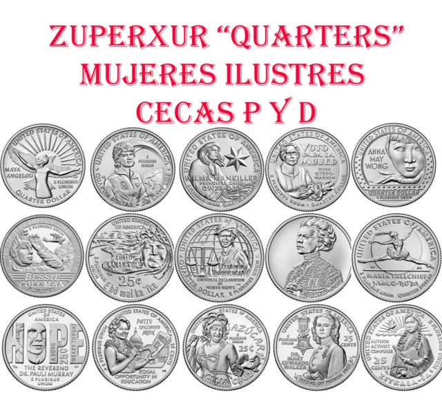 Cuarto Dolar Estados Unidos Mujeres American Woman Quarters Usa Ceca Mint P D S