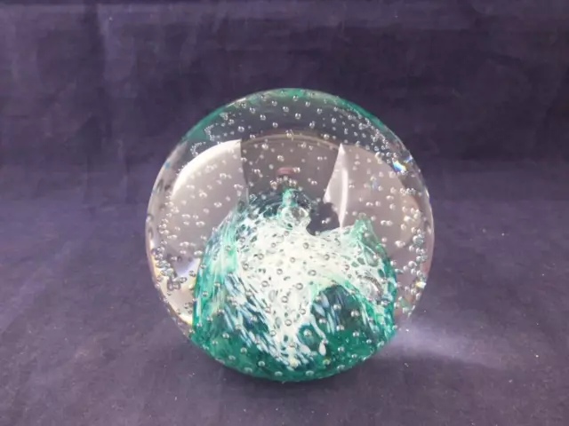 Caithness Glass Paperweight Cauldron in Green and White.