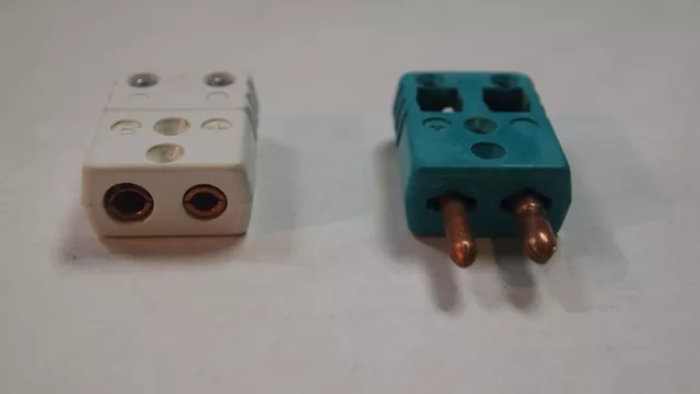 Lot of 2 Omega K B type Female Male Thermocouple Ceramic Connector End Plug