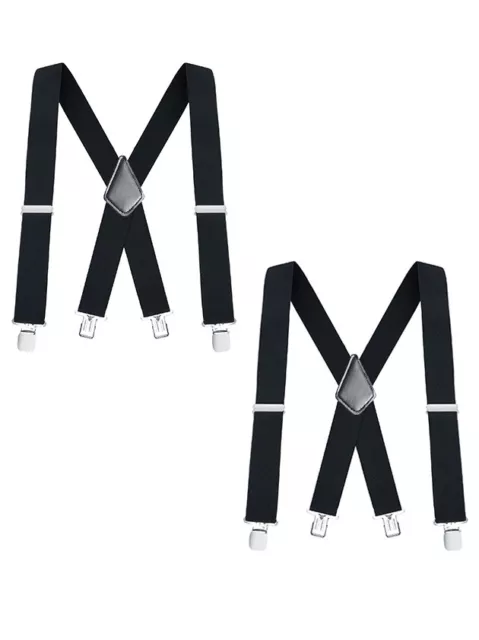 Buyless Fashion Mens 2 Pack Suspenders - 48" Adjustable Heavy Duty 2" Wide - X