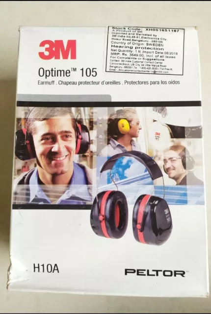 3M Peltor H10A Optime 105 Over the Head Earmuff  Noise Reduction Hearing 30dB