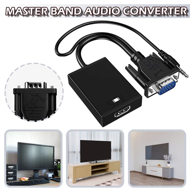 New VGA Male to HDMI Female 1080P Output HDTV Audio Video Cable Converter C