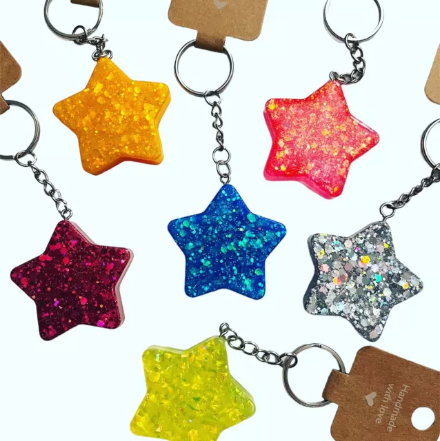 Large Glitter Star Resin Keyring