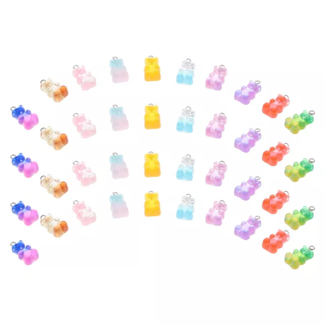 40 Resin Bear Pendants Gummy Charms Cartoon Beads for DIY Jewelry