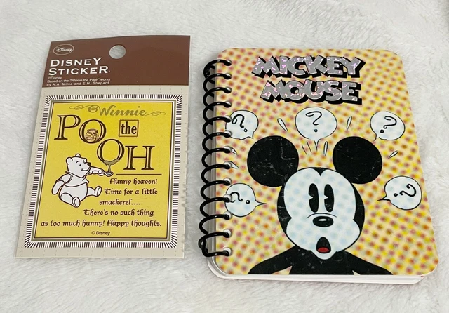 Disney, Mickey Mouse Spiral Lined Notebook and Winnie the Pooh Sticker