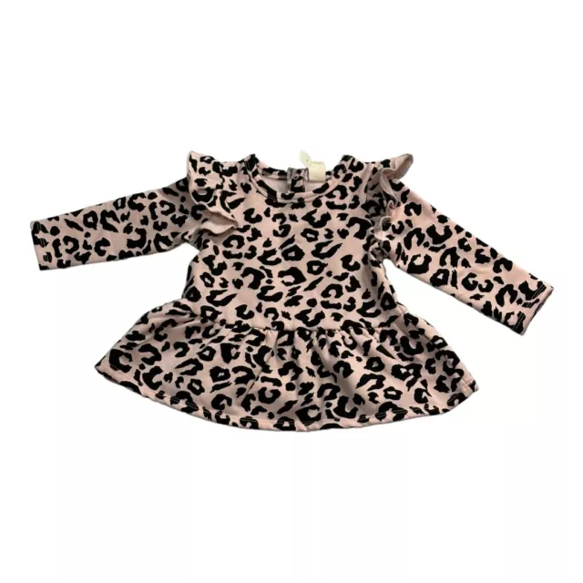 Tucker & Tate Sweater Girls 9 Months Pink Black Cheetah Long Sleeve Ruffle