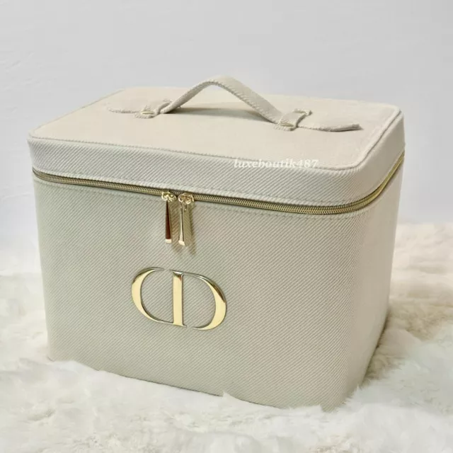 Dior Beauty Cream Beige Velvet-like Vanity Travel Case Limited Edition NWB
