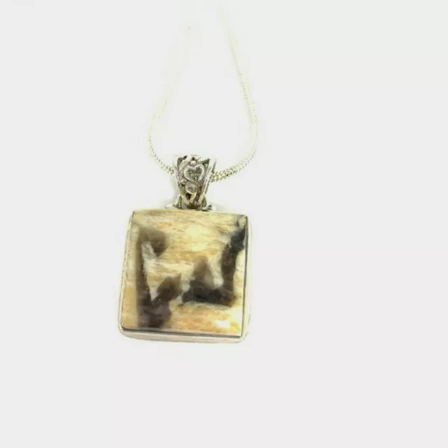 Graphic Jasper Gemstone Pendant in Sterling Silver Setting