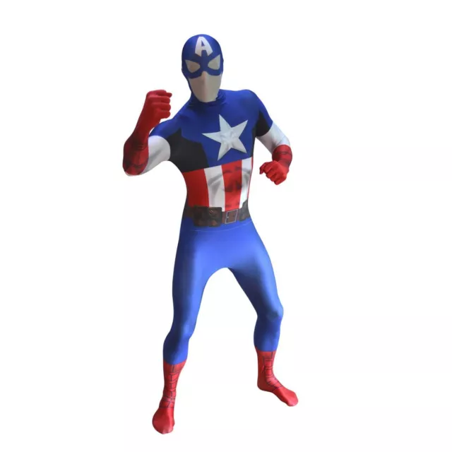VENDITA Costume Supereroe Digitale Adulto Capitan America Morphsuit Ufficiale Marvel