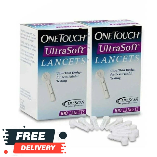 Nuovo 1 scatola 100'S ONE TOUCH ULTRA SOFT LANCETS Tamponi di cotone...