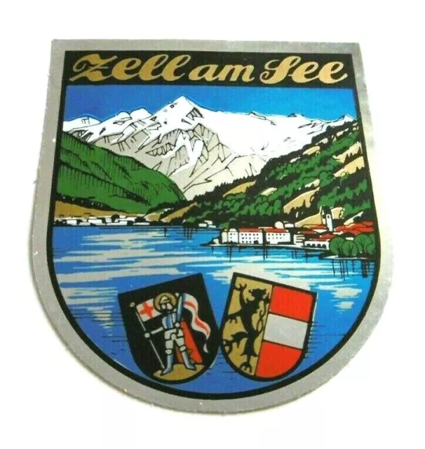 Souvenir-Aufkleber Zell am See Alpen Panorama Salzburg Österreich 80er Oldtimer