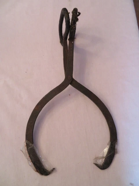 Antique Ice Tongs Hand-Forged Cast Iron Marked M.C.R.R.