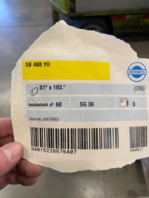 hermes 51"x103" 60 grit sand paper (3 sheets)