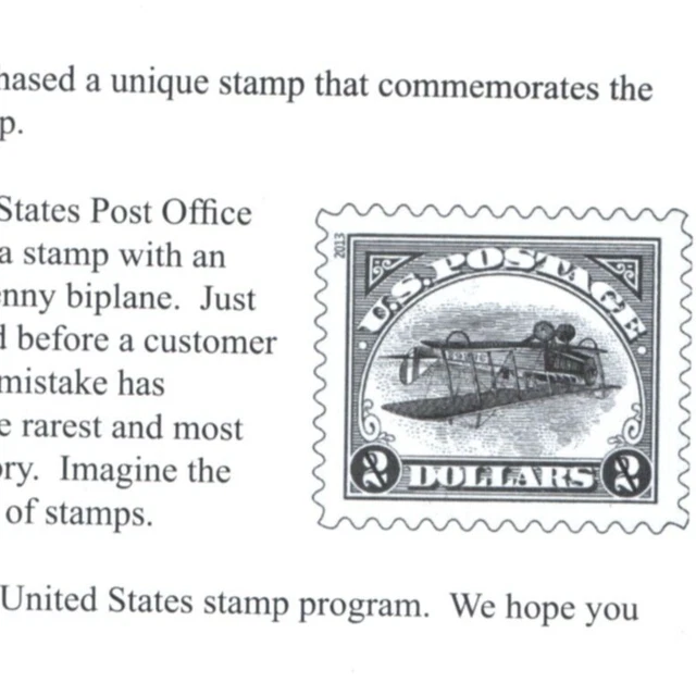 1918 Inverted Airplane Jenny Stamp Repro Commemorative US Stamp Sheet NOS 2T