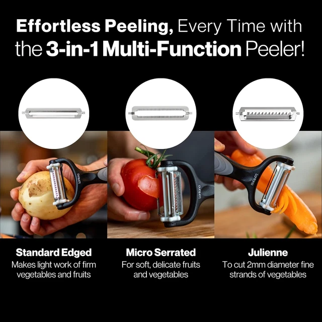 MULTI-FUNCTION VEGETABLE POTATO Peeler Serrated Julienne Slicer Cutter Salad RW £6.06 - PicClick UK