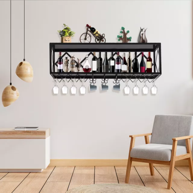120CM Wall-mounted Wine Rack for Holding Wine Bottles Shot Glasses Plant Recipes
