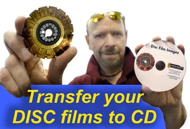 Disc Films (Kodak, Fuji, etc) scanned in high resolution to CD or Flashdrive