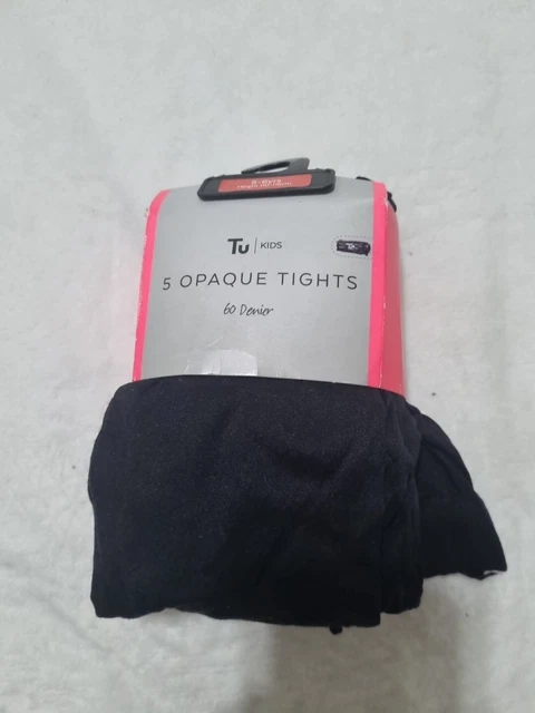 TU GIRLS BLACK 60 DENIER OPAQUE 5 PAIRS SCHOOL TIGHTS AGE 5-6 YEARs