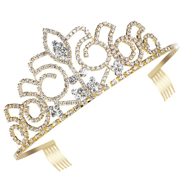 1 pz corona strass con pettine copricapo in lega corona elegante copricapo per