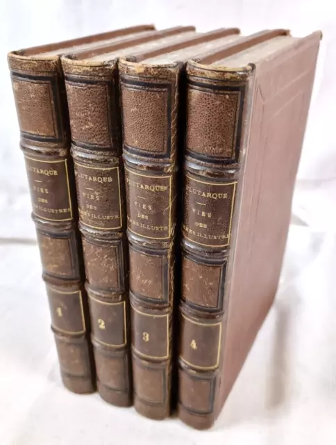 Tomes 1-4 PLATARQUE Vies Des Hommes Illustres 1850 Edition Abbe LEVEQUE K21